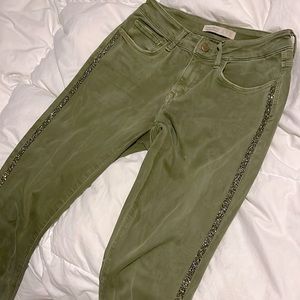 Zara olive green denim pants
